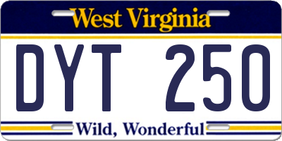 WV license plate DYT250