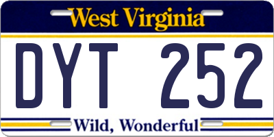 WV license plate DYT252