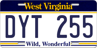 WV license plate DYT255