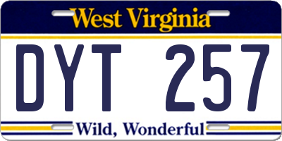 WV license plate DYT257