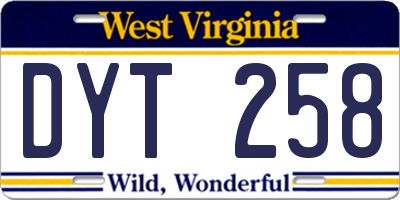 WV license plate DYT258