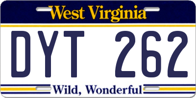 WV license plate DYT262