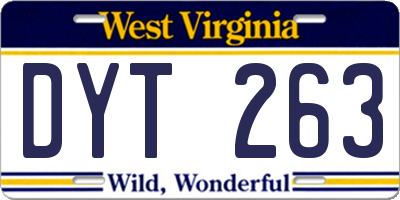 WV license plate DYT263