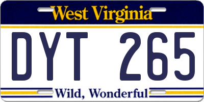 WV license plate DYT265