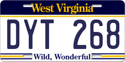 WV license plate DYT268