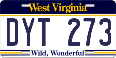 WV license plate DYT273
