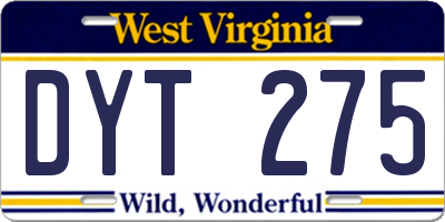 WV license plate DYT275