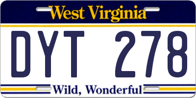 WV license plate DYT278