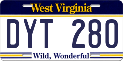 WV license plate DYT280