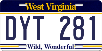 WV license plate DYT281