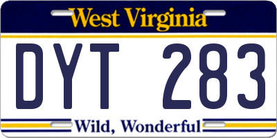 WV license plate DYT283