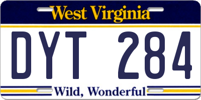 WV license plate DYT284