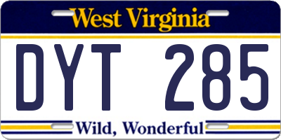 WV license plate DYT285