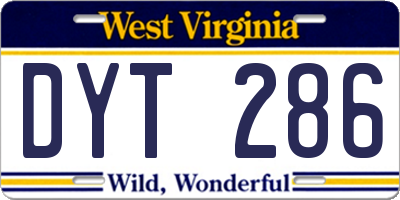 WV license plate DYT286