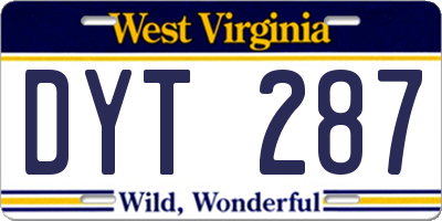 WV license plate DYT287