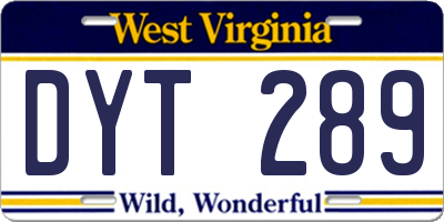 WV license plate DYT289