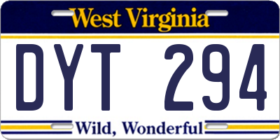 WV license plate DYT294