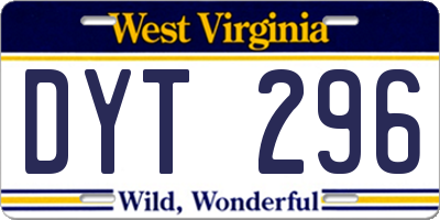 WV license plate DYT296