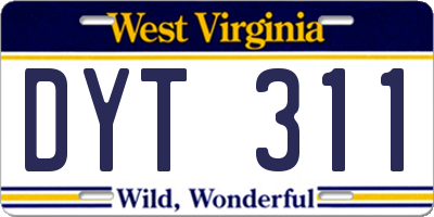 WV license plate DYT311