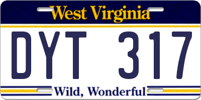 WV license plate DYT317