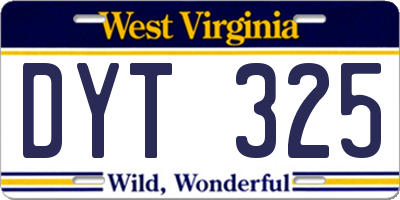 WV license plate DYT325