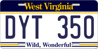 WV license plate DYT350