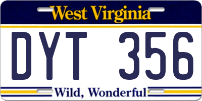 WV license plate DYT356