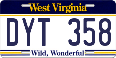 WV license plate DYT358
