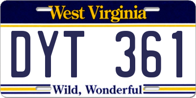 WV license plate DYT361