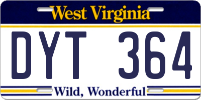 WV license plate DYT364