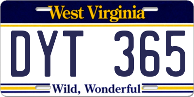 WV license plate DYT365