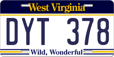 WV license plate DYT378