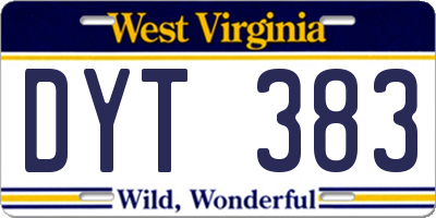 WV license plate DYT383