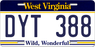 WV license plate DYT388