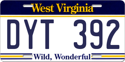 WV license plate DYT392