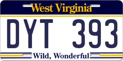 WV license plate DYT393