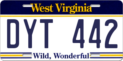 WV license plate DYT442