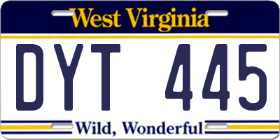 WV license plate DYT445