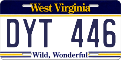 WV license plate DYT446