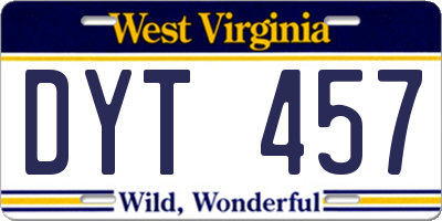 WV license plate DYT457