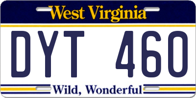 WV license plate DYT460