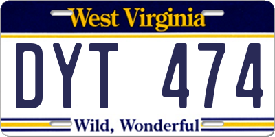 WV license plate DYT474