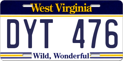 WV license plate DYT476