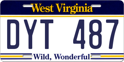 WV license plate DYT487