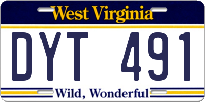 WV license plate DYT491