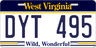 WV license plate DYT495