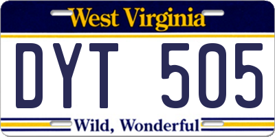 WV license plate DYT505