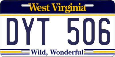 WV license plate DYT506