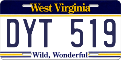 WV license plate DYT519