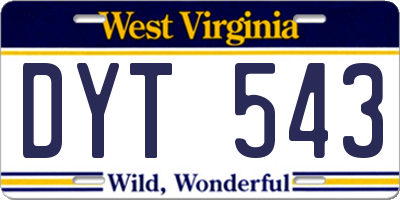 WV license plate DYT543